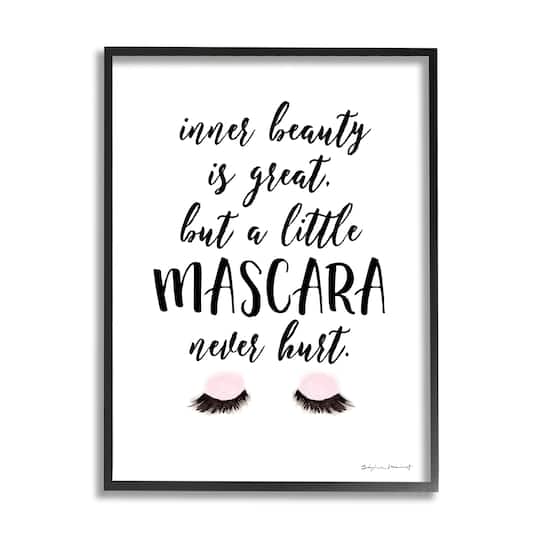 Stupell Industries A Little Mascara Never Hurt Phrase Glam Lashes Framed Wall Art